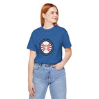 Patriotic Starburst Tee — Red, White & Blue Round Emblem T-Shirt