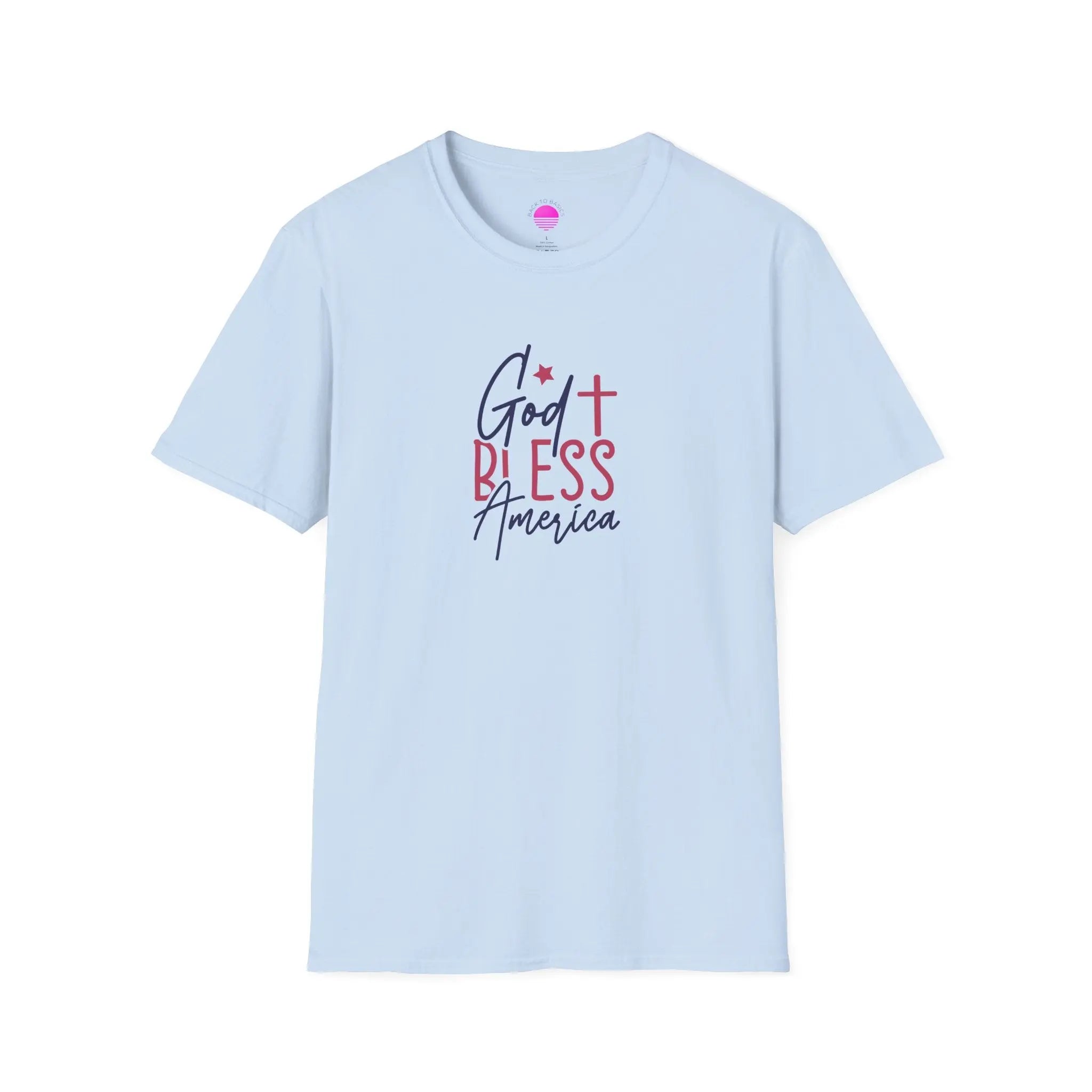 God Bless America Patriotic Christian T-Shirt with Cross Printify