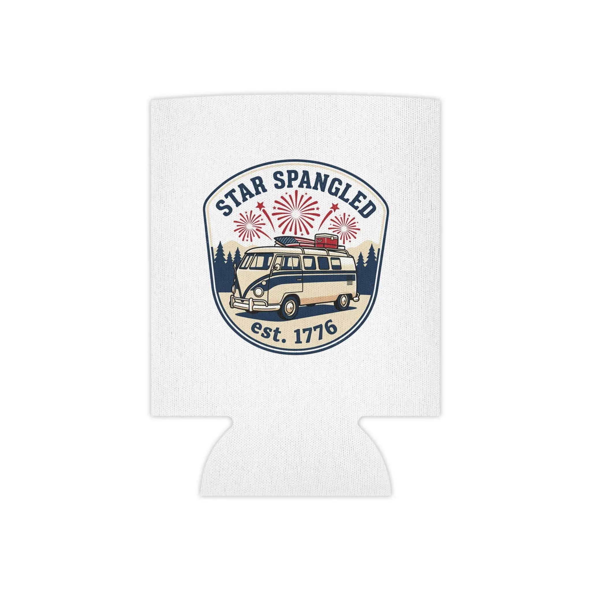 Star-Spangled Van Can Koozie — Patriotic 1776 RV Beer Cooler Printify