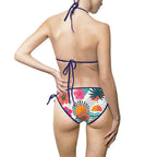 Tropical Floral Bikini Swimsuit — Women's Tie-Side Triangle Swimwear Printify
