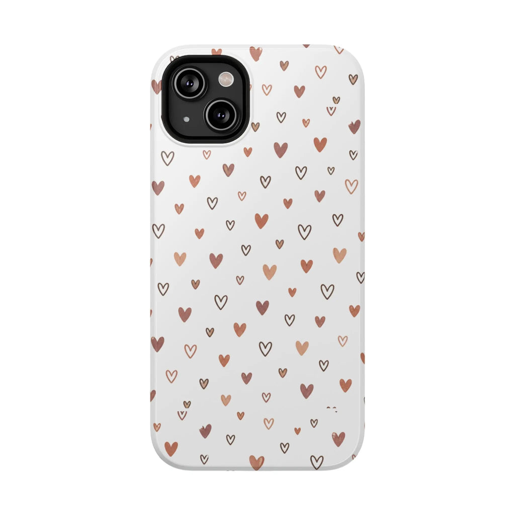 Heart Doodle Shockproof Phone Case — Cute Neutral Tiny Hearts Design Printify