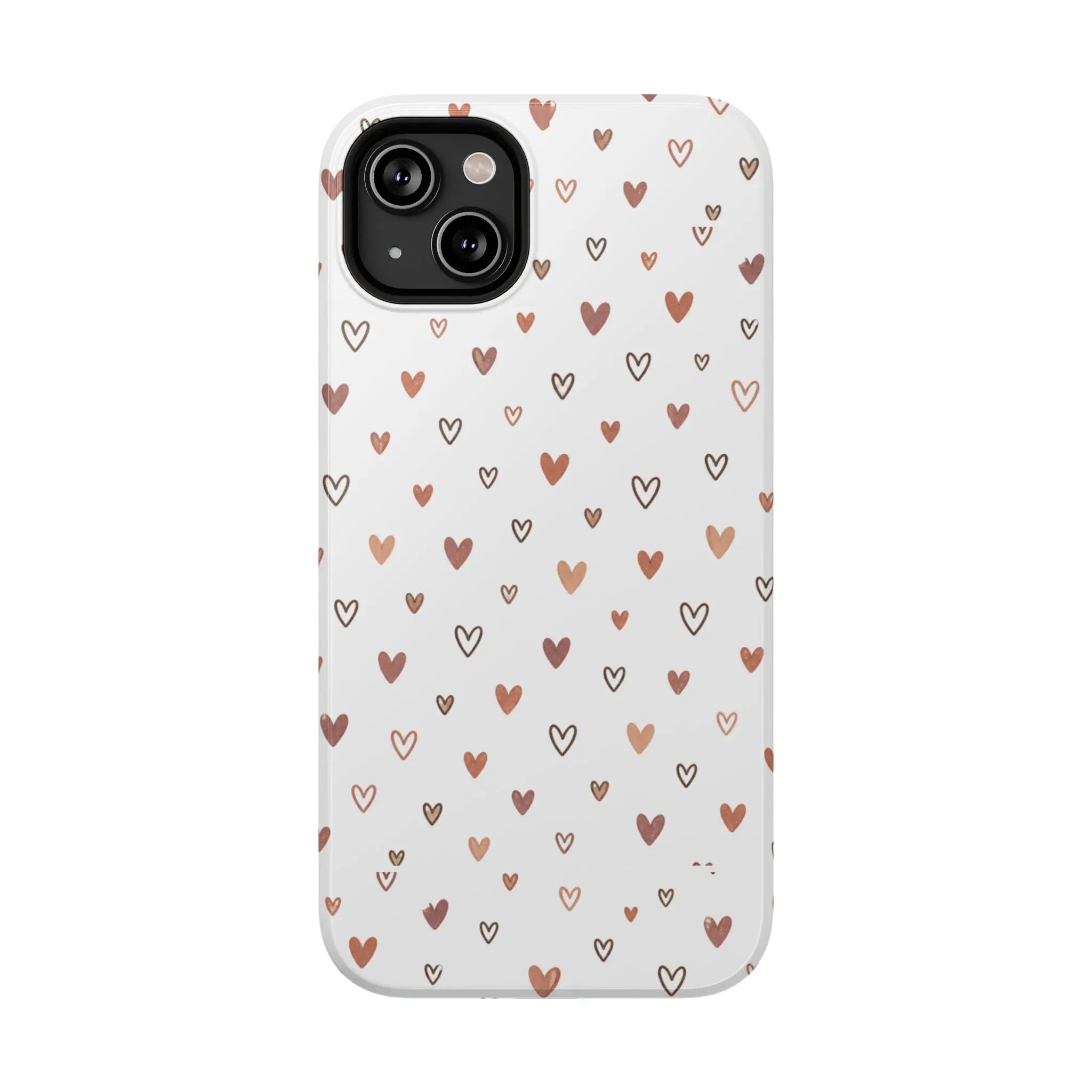 Heart Doodle Shockproof Phone Case — Cute Neutral Tiny Hearts Design Printify