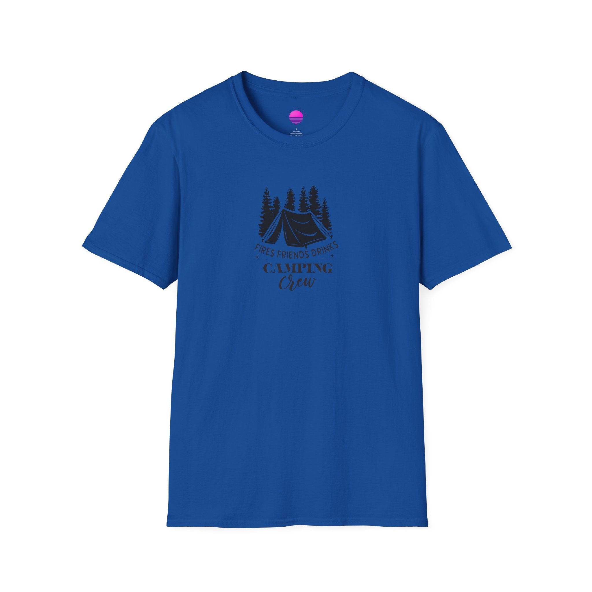 Camping Crew T‑Shirt — "Fires Friends Drinks" Tent Graphic Printify
