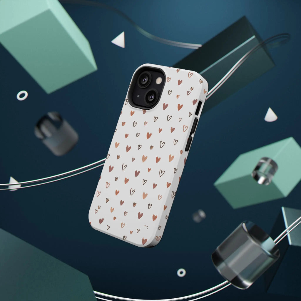 Heart Doodle Shockproof Phone Case — Cute Neutral Tiny Hearts Design Printify