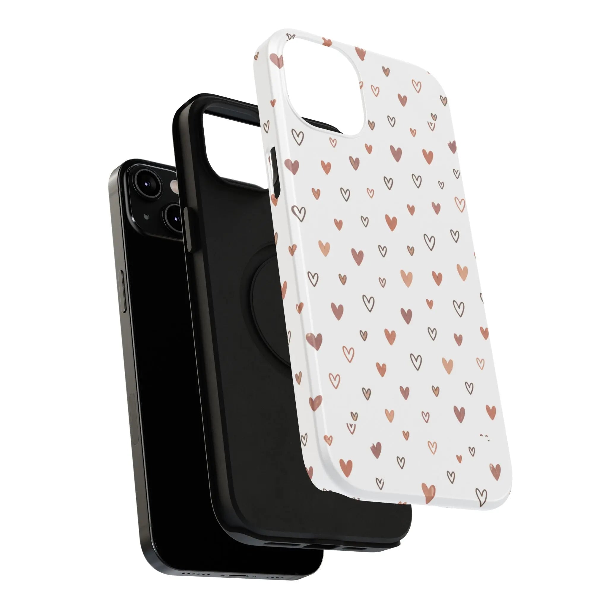 Heart Doodle Shockproof Phone Case — Cute Neutral Tiny Hearts Design Printify