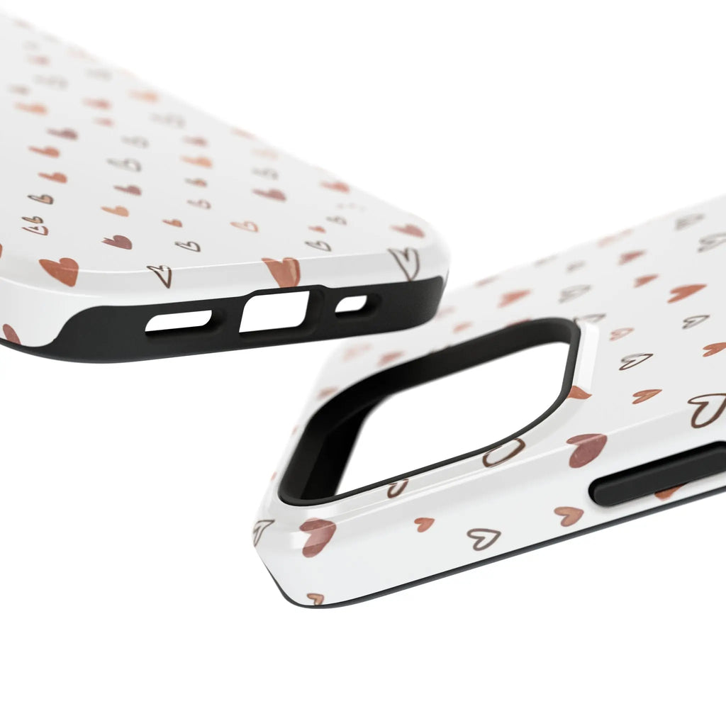 Heart Doodle Shockproof Phone Case — Cute Neutral Tiny Hearts Design Printify