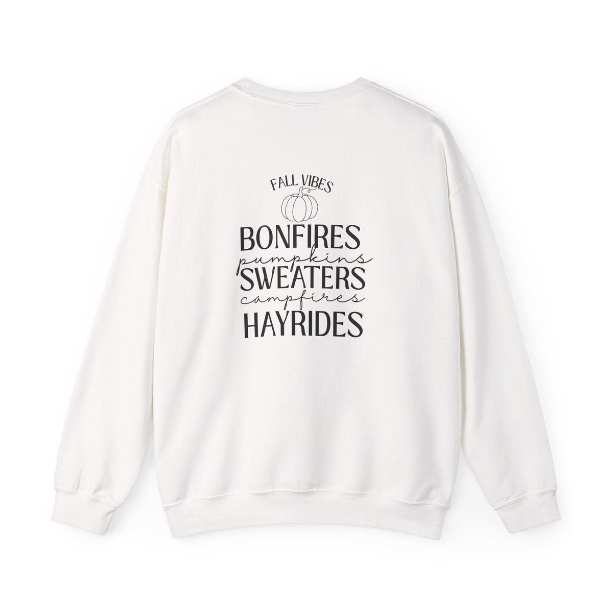 Fall Vibes Crewneck Sweatshirt — 'Happy Pumpkin' Spice Season Bonfires, Sweaters & Hayrides