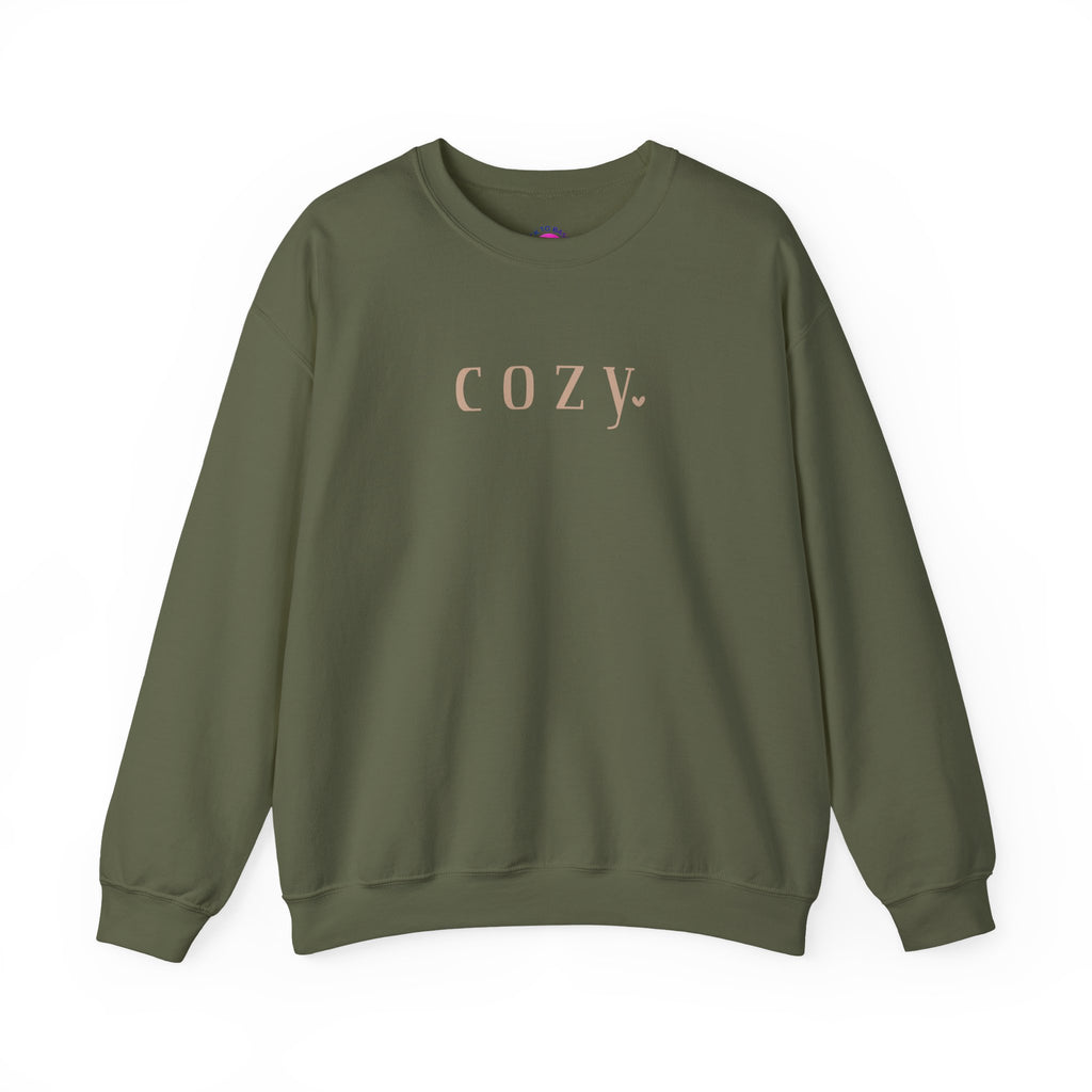 Cozy Crewneck Sweatshirt — Minimal 'COZY.' Soft White Pullover
