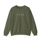 Cozy Crewneck Sweatshirt — Minimal 'COZY.' Soft White Pullover