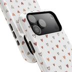 Heart Doodle Shockproof Phone Case — Cute Neutral Tiny Hearts Design Printify