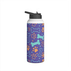 Dog Bone and Paw Print Stainless Steel Water Bottle — Cute Insulated Bottle for Pet Lovers Printify