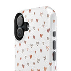 Heart Doodle Shockproof Phone Case — Cute Neutral Tiny Hearts Design Printify