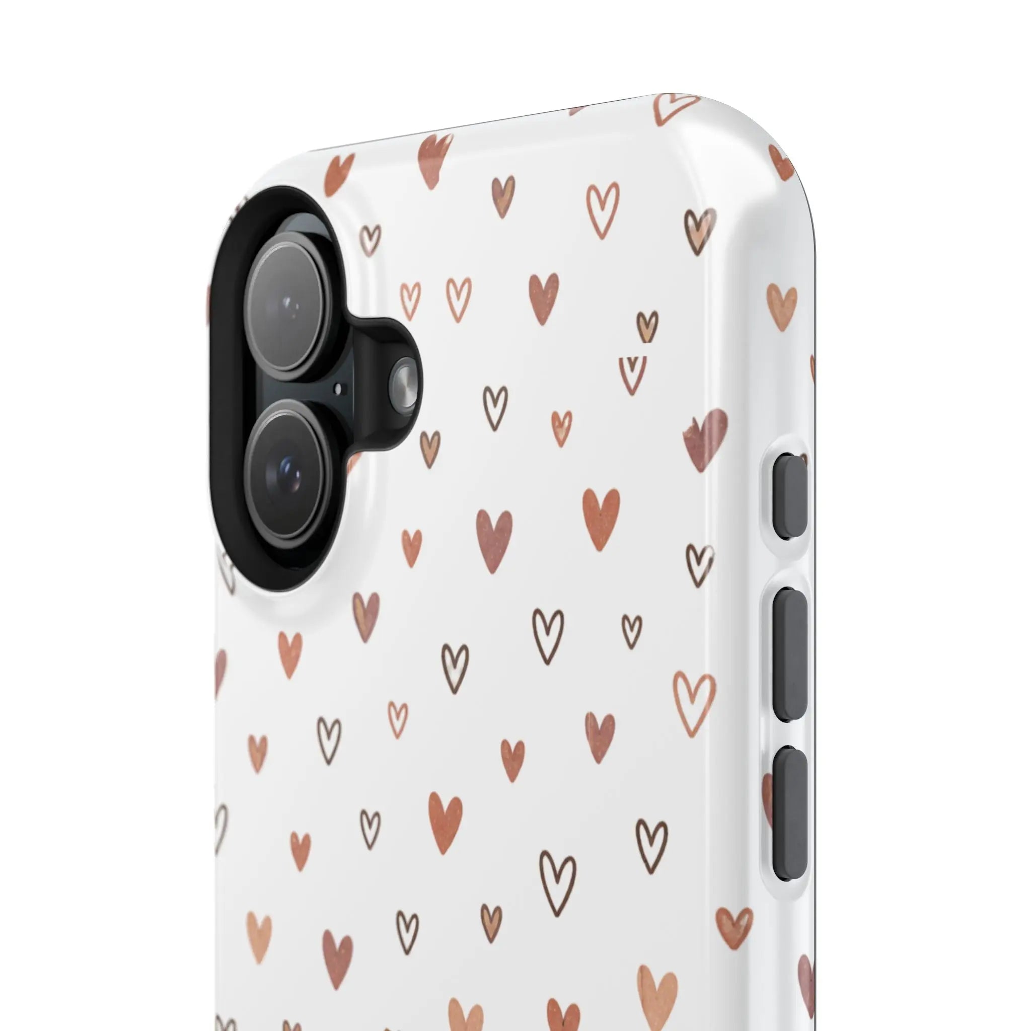 Heart Doodle Shockproof Phone Case — Cute Neutral Tiny Hearts Design Printify
