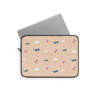 Beach Pattern Laptop Sleeve — Sunglasses, Beach Balls & Clouds Design