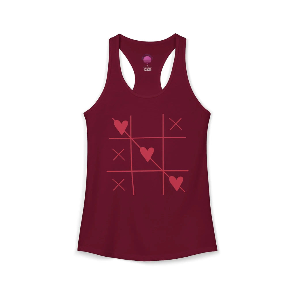 Heart Tic Tac Toe Women’s Racerback Tank — Cute Valentine’s Game Tee Printify