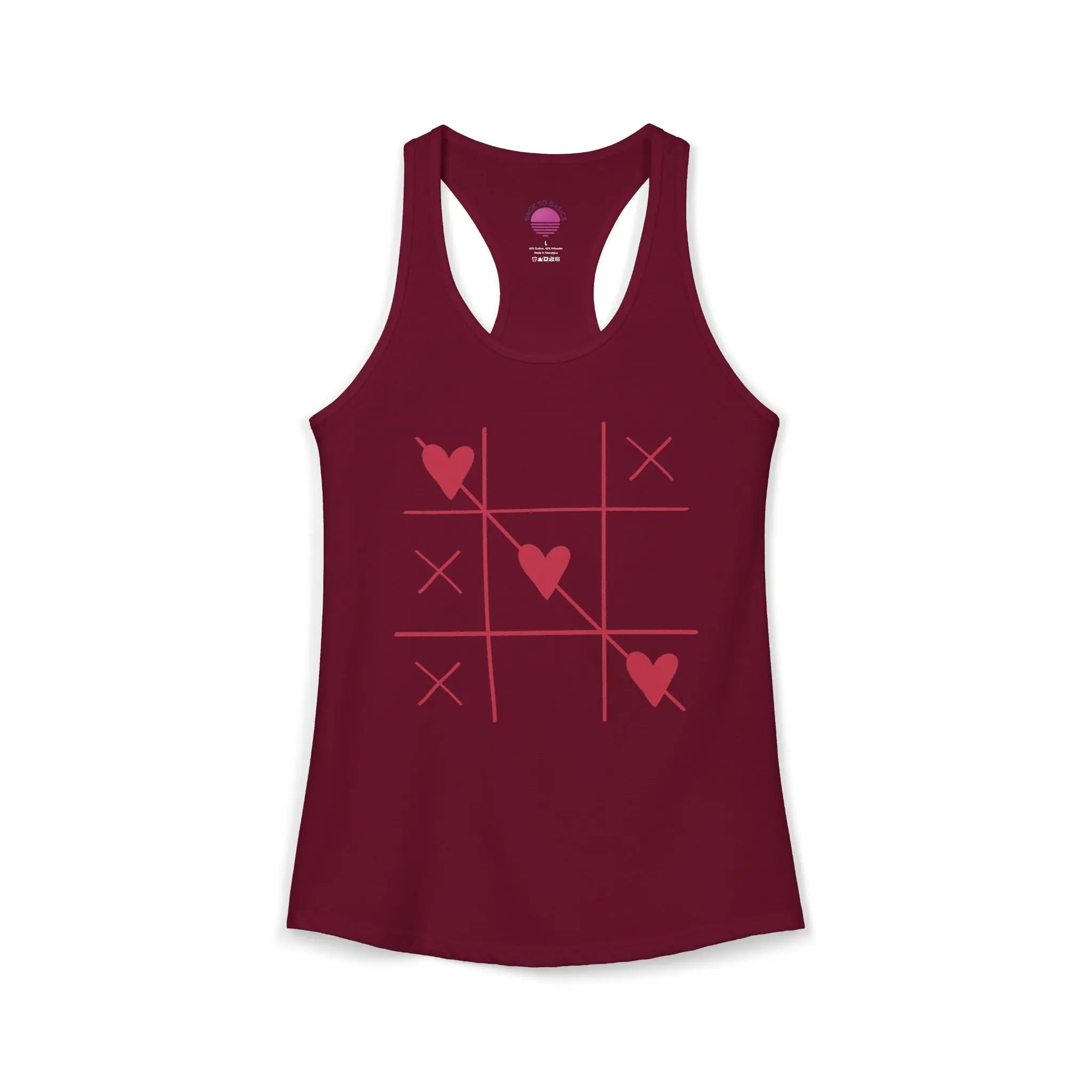Heart Tic Tac Toe Women’s Racerback Tank — Cute Valentine’s Game Tee Printify
