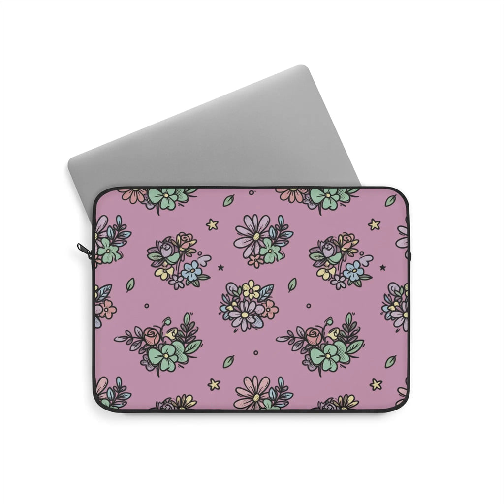 Floral Bouquet Laptop Sleeve — Pink Pastel Flower Pattern Case Printify