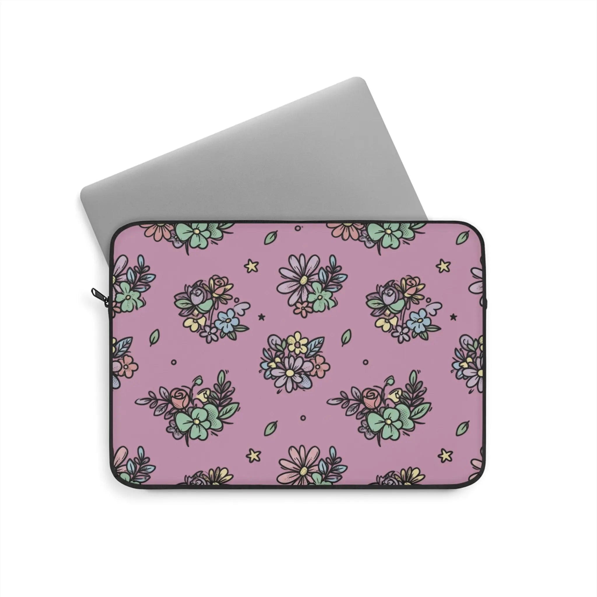 Floral Bouquet Laptop Sleeve — Pink Pastel Flower Pattern Case Printify