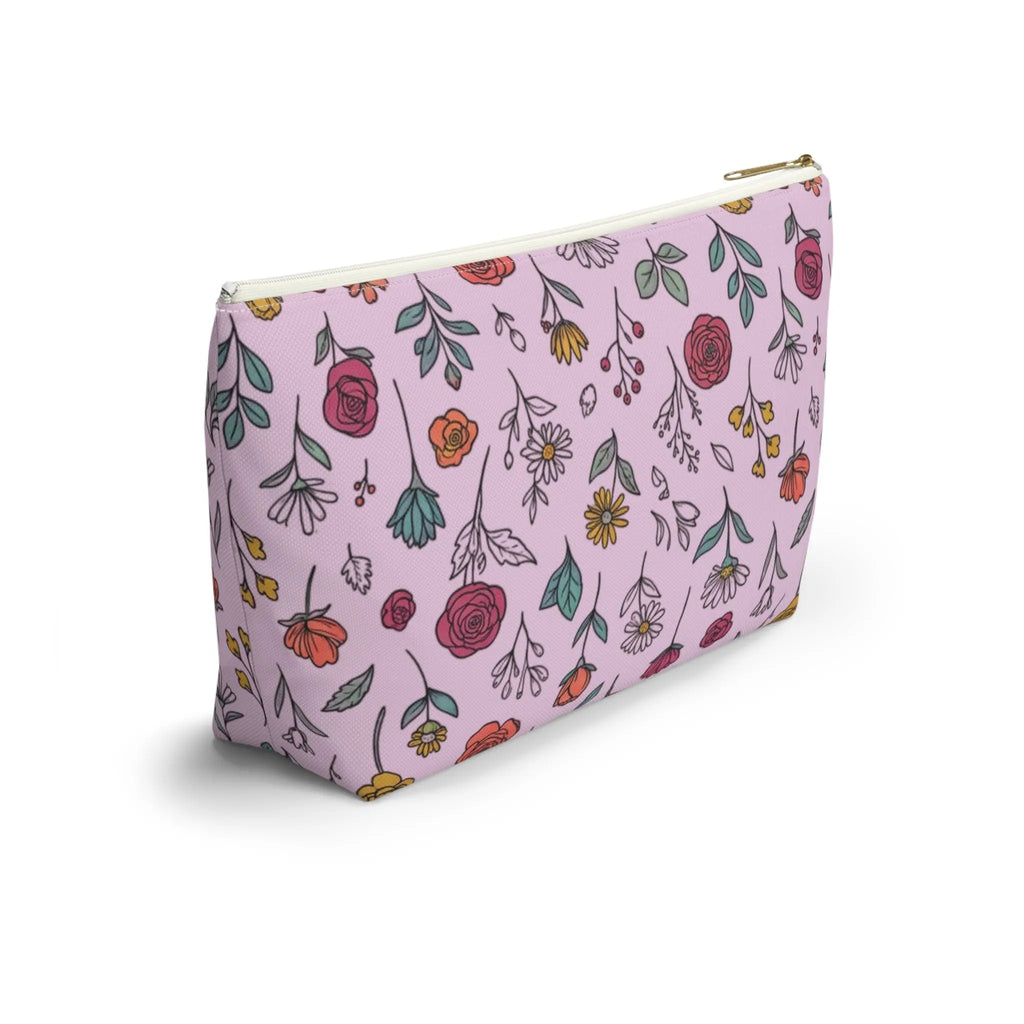 Floral Doodle Accessory Pouch — T-Bottom Makeup & Travel Organizer Printify