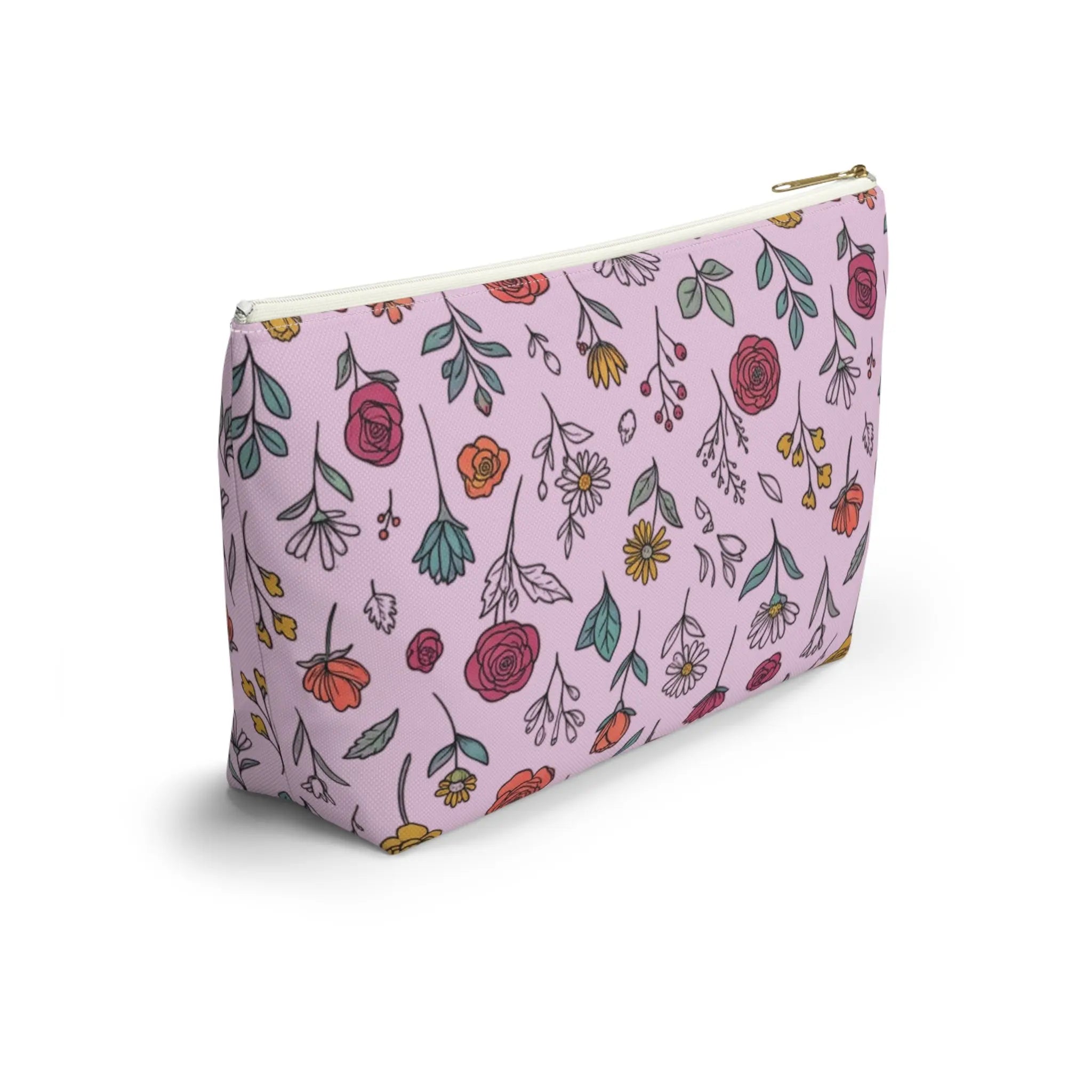 Floral Doodle Accessory Pouch — T-Bottom Makeup & Travel Organizer Printify