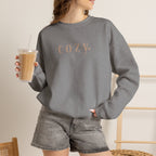 Cozy Crewneck Sweatshirt — Minimal 'COZY.' Soft White Pullover