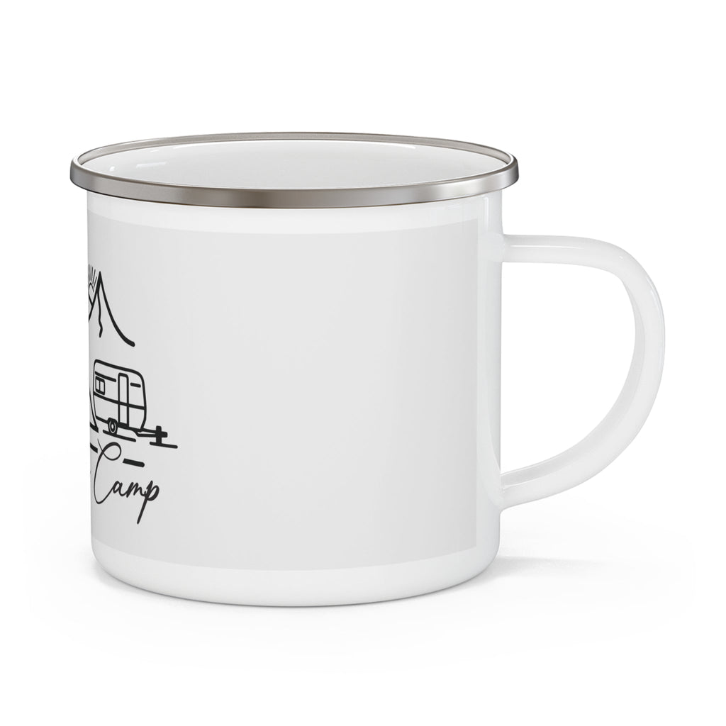 Live Love Camp Enamel Mug — Camping Camper Tent Mountain Coffee Cup Printify