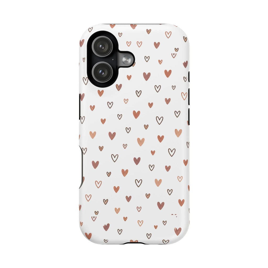 Heart Doodle Shockproof Phone Case — Cute Neutral Tiny Hearts Design Printify