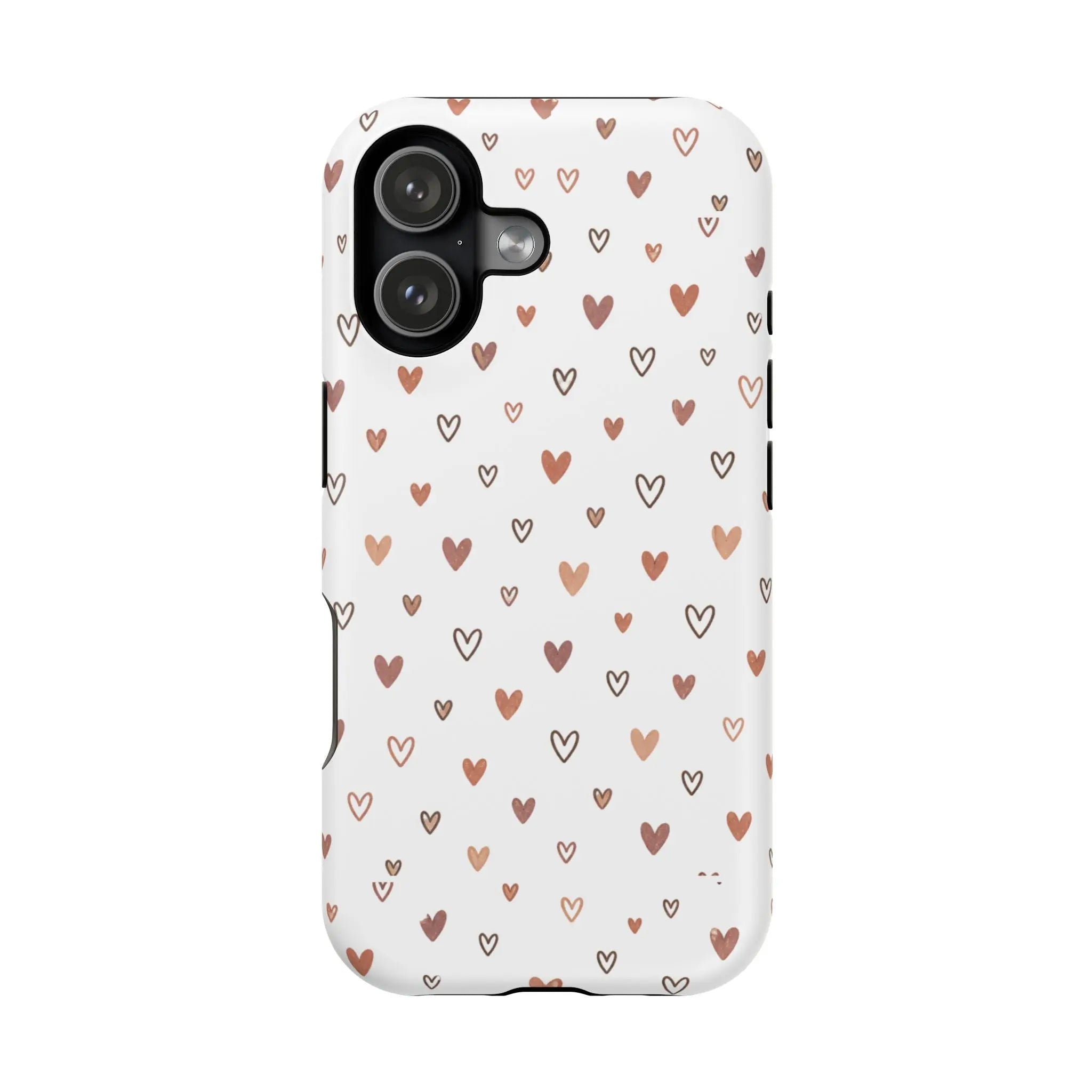Heart Doodle Shockproof Phone Case — Cute Neutral Tiny Hearts Design Printify