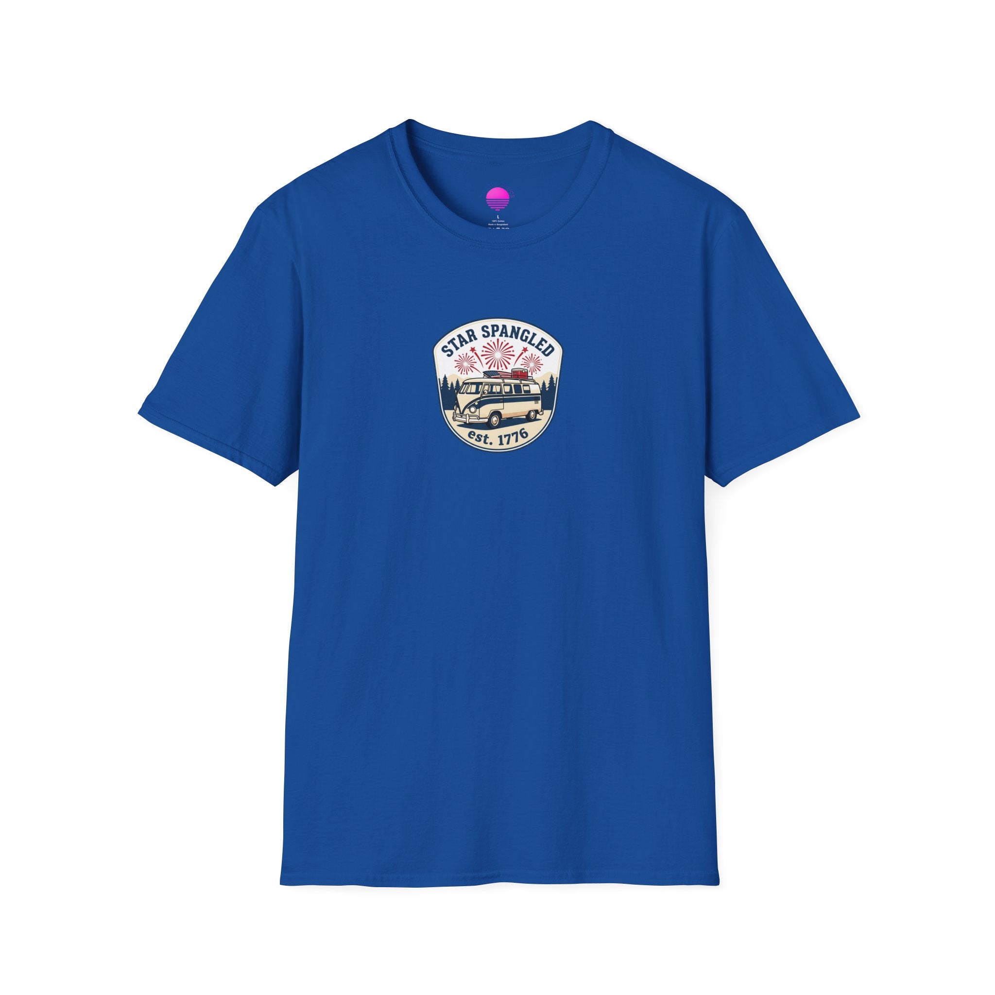 Star Spangled est. 1776 Vintage Van T-Shirt — Patriotic American Flag Tee