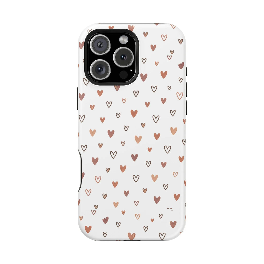 Heart Doodle Shockproof Phone Case — Cute Neutral Tiny Hearts Design Printify