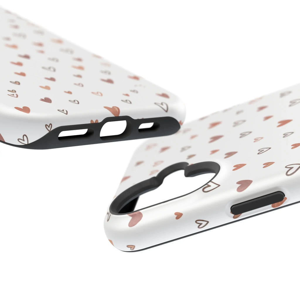 Heart Doodle Shockproof Phone Case — Cute Neutral Tiny Hearts Design Printify
