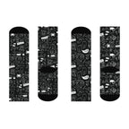 Halloween Doodle Crew Socks — Black Cushioned Socks