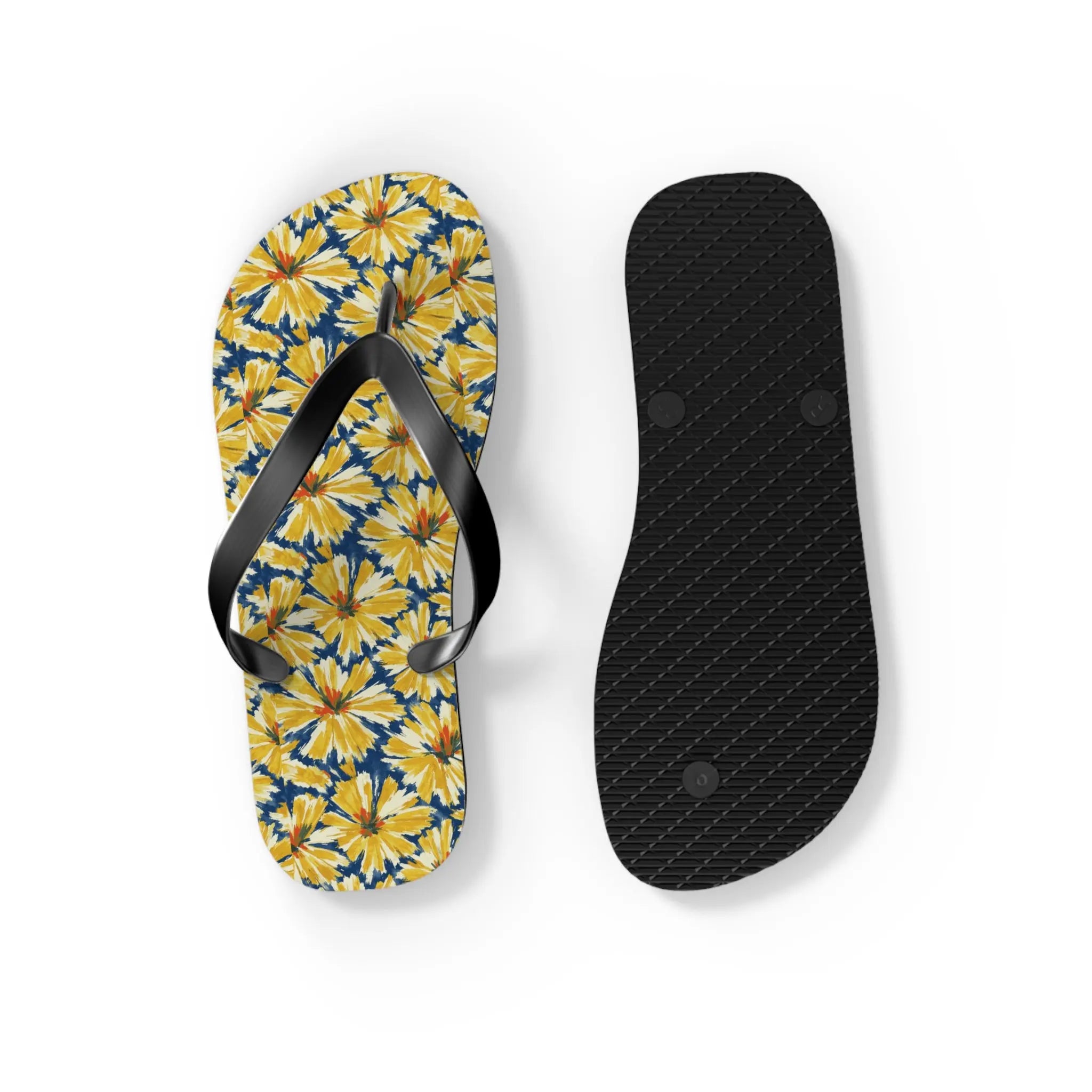 Yellow Daisy Flip Flops – Floral Beach Sandals Printify