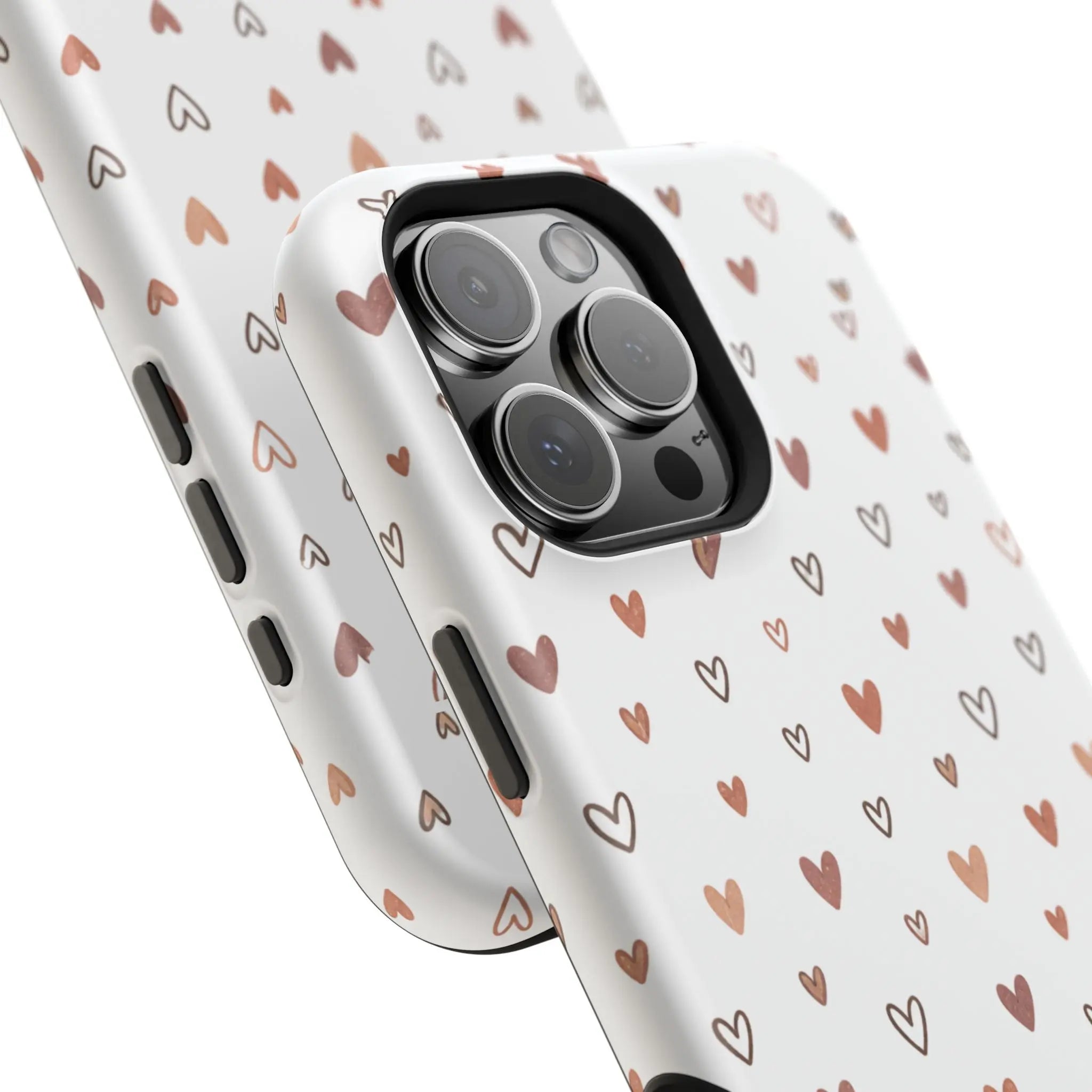 Heart Doodle Shockproof Phone Case — Cute Neutral Tiny Hearts Design Printify