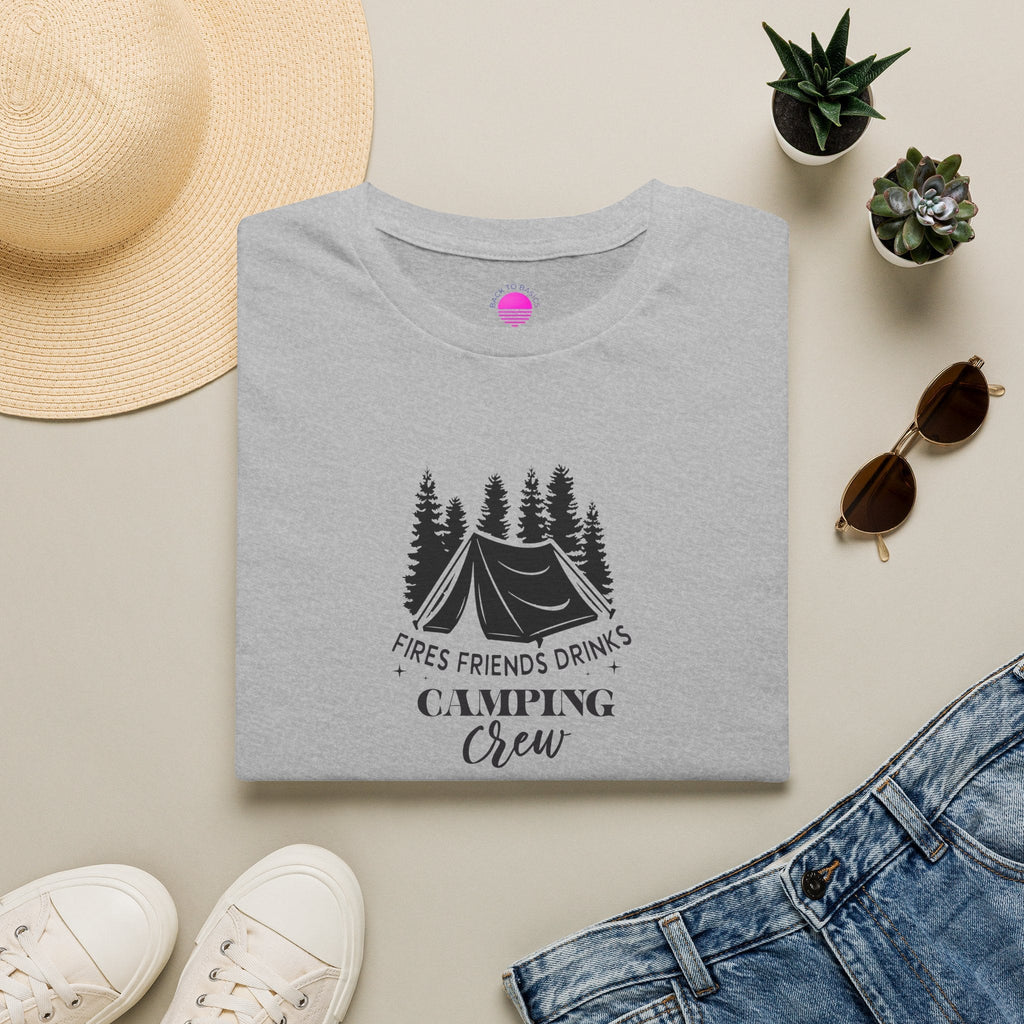 Camping Crew T‑Shirt — "Fires Friends Drinks" Tent Graphic Printify