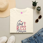 God Bless America Patriotic Christian T-Shirt with Cross Printify