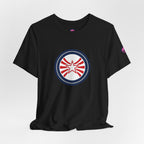 Patriotic Starburst Tee — Red, White & Blue Round Emblem T-Shirt