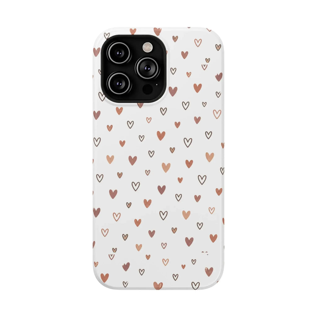 Heart Doodle Shockproof Phone Case — Cute Neutral Tiny Hearts Design Printify