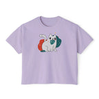Cute Cosmic Cat Boxy Tee — Women's Graphic T-Shirt Printify