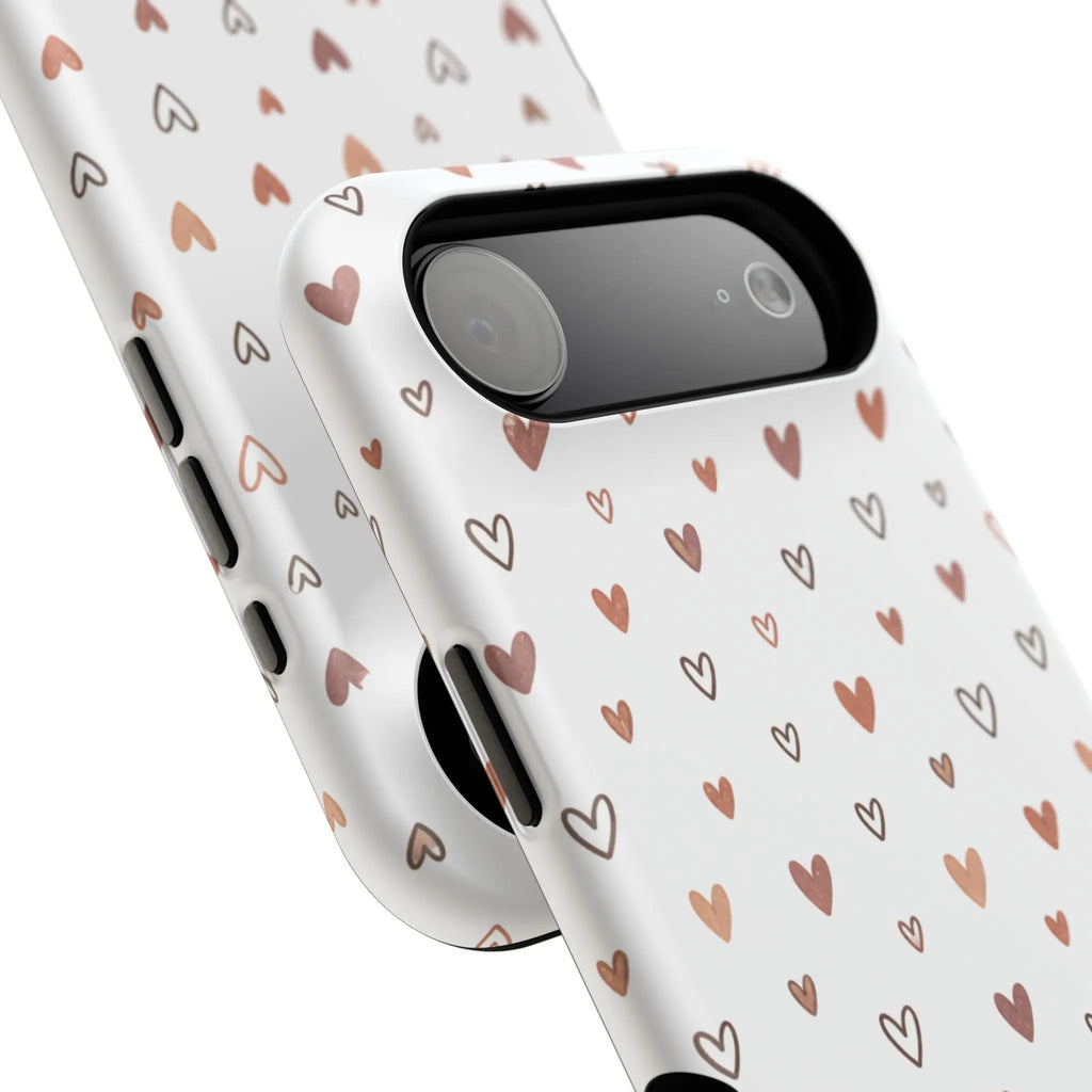 Heart Doodle Shockproof Phone Case — Cute Neutral Tiny Hearts Design Printify