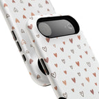 Heart Doodle Shockproof Phone Case — Cute Neutral Tiny Hearts Design Printify
