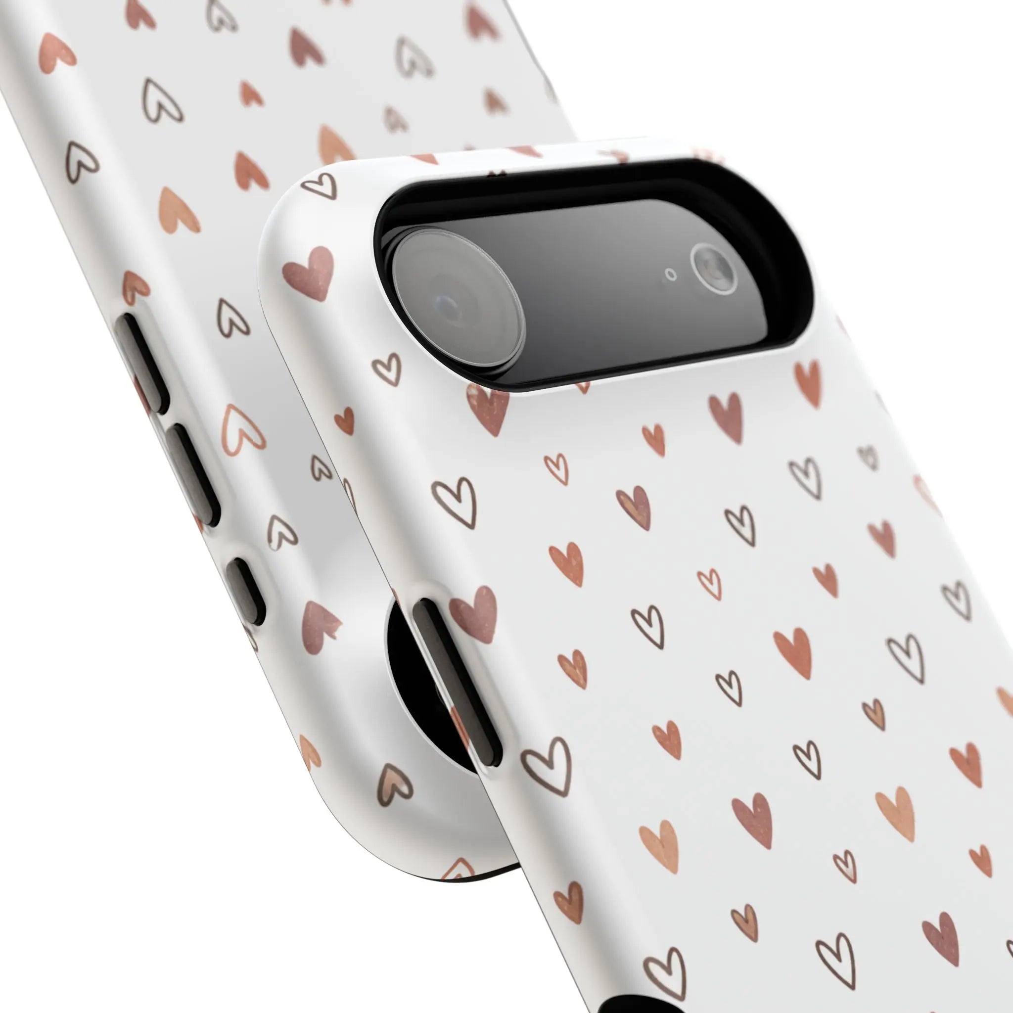Heart Doodle Shockproof Phone Case — Cute Neutral Tiny Hearts Design Printify