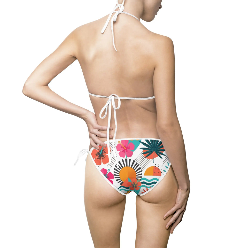 Tropical Floral Bikini Swimsuit — Women's Tie-Side Triangle Swimwear Printify