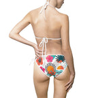 Tropical Floral Bikini Swimsuit — Women's Tie-Side Triangle Swimwear Printify