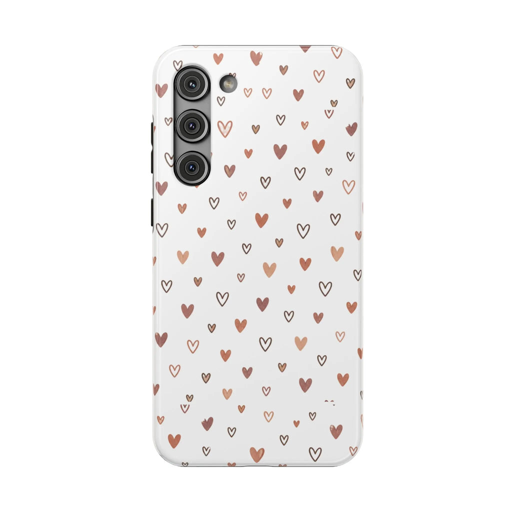 Heart Doodle Shockproof Phone Case — Cute Neutral Tiny Hearts Design Printify