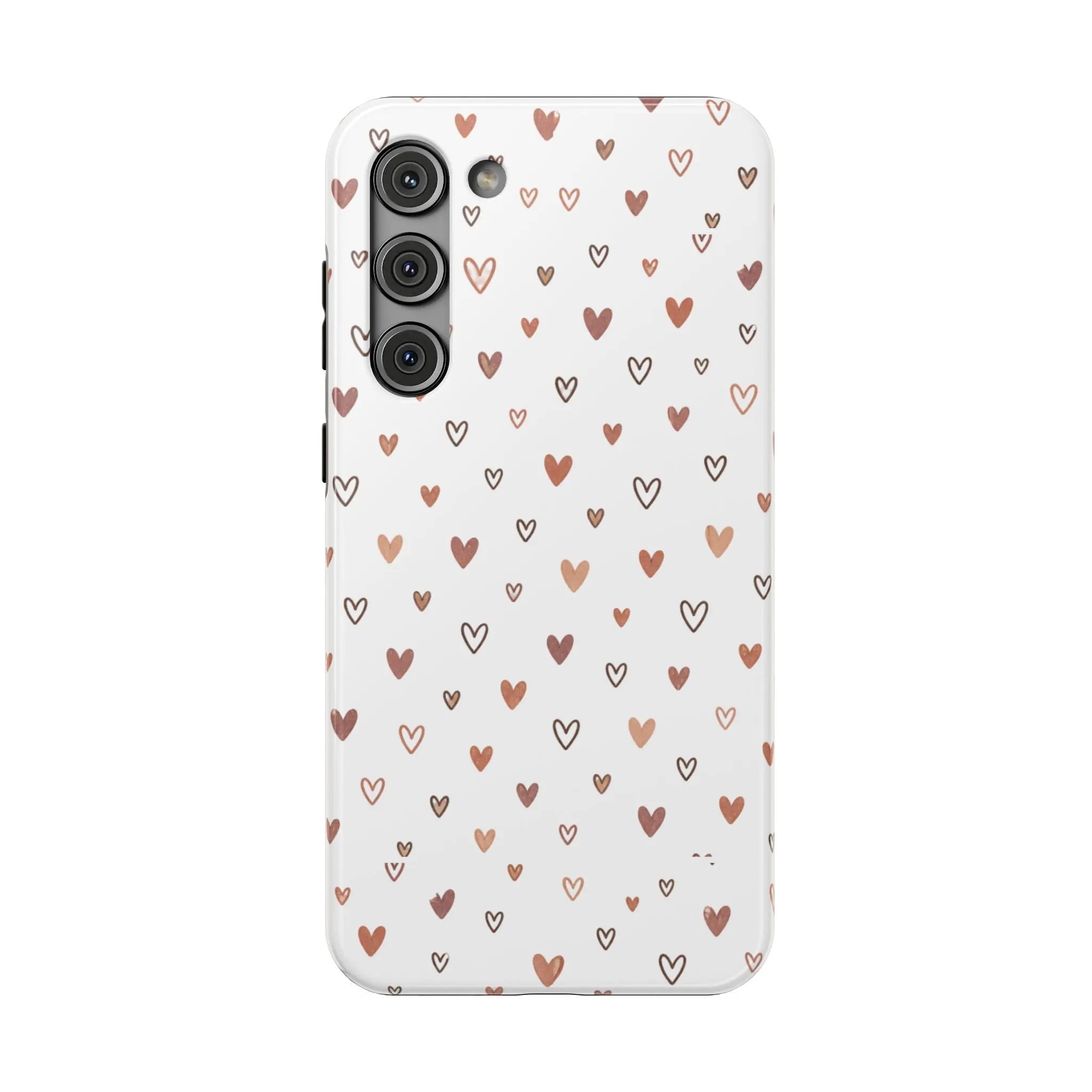 Heart Doodle Shockproof Phone Case — Cute Neutral Tiny Hearts Design Printify