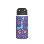 Dog Bone and Paw Print Stainless Steel Water Bottle — Cute Insulated Bottle for Pet Lovers Printify