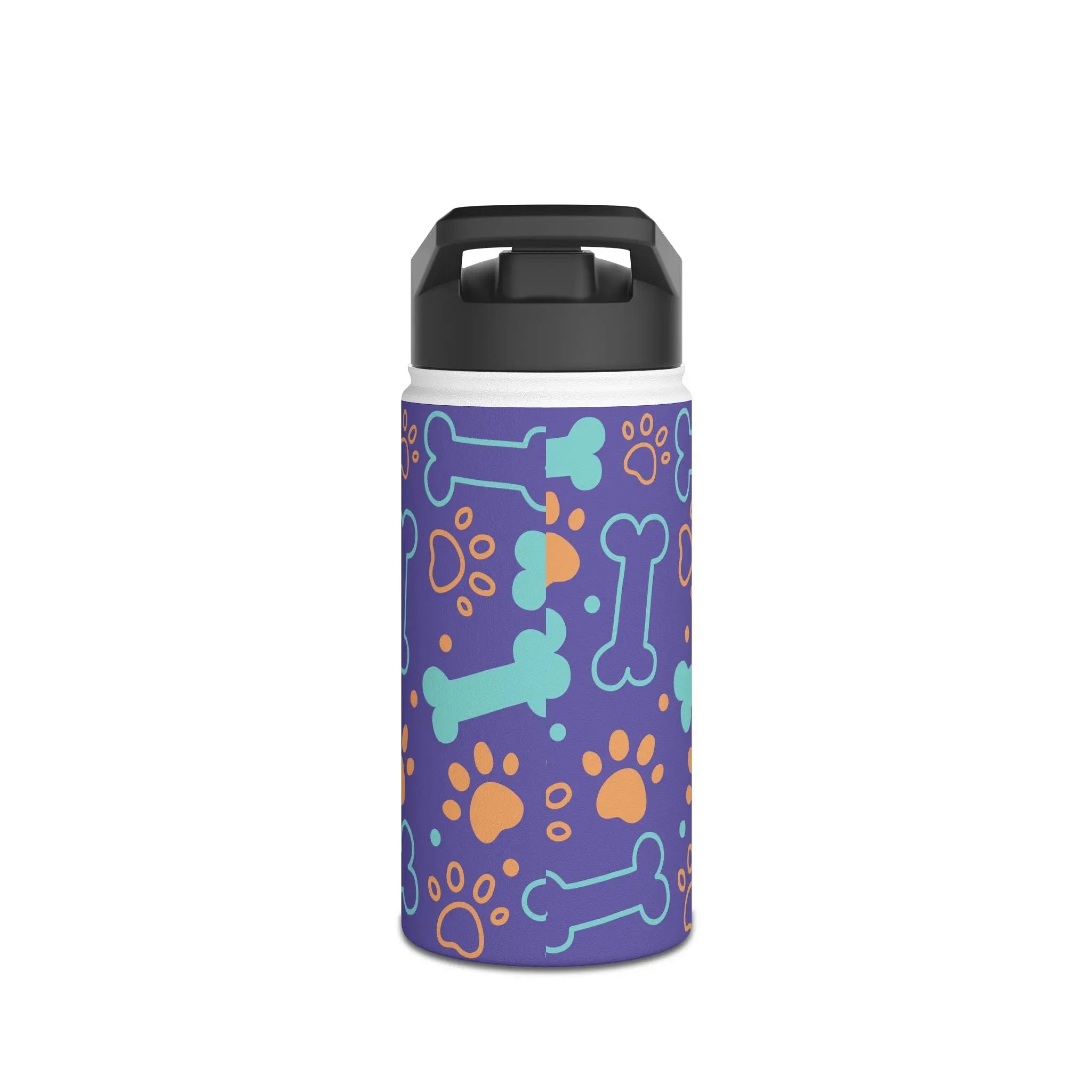 Dog Bone and Paw Print Stainless Steel Water Bottle — Cute Insulated Bottle for Pet Lovers Printify