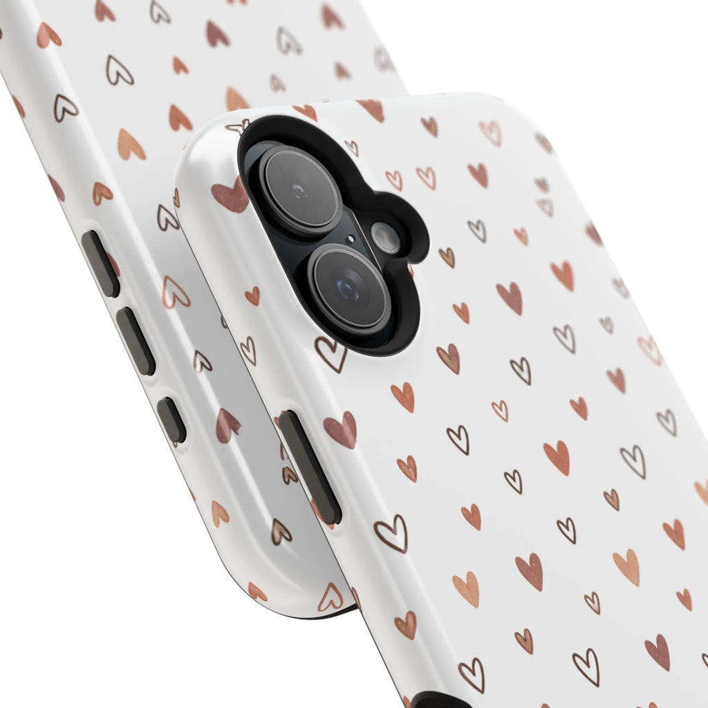 Heart Doodle Shockproof Phone Case — Cute Neutral Tiny Hearts Design Printify