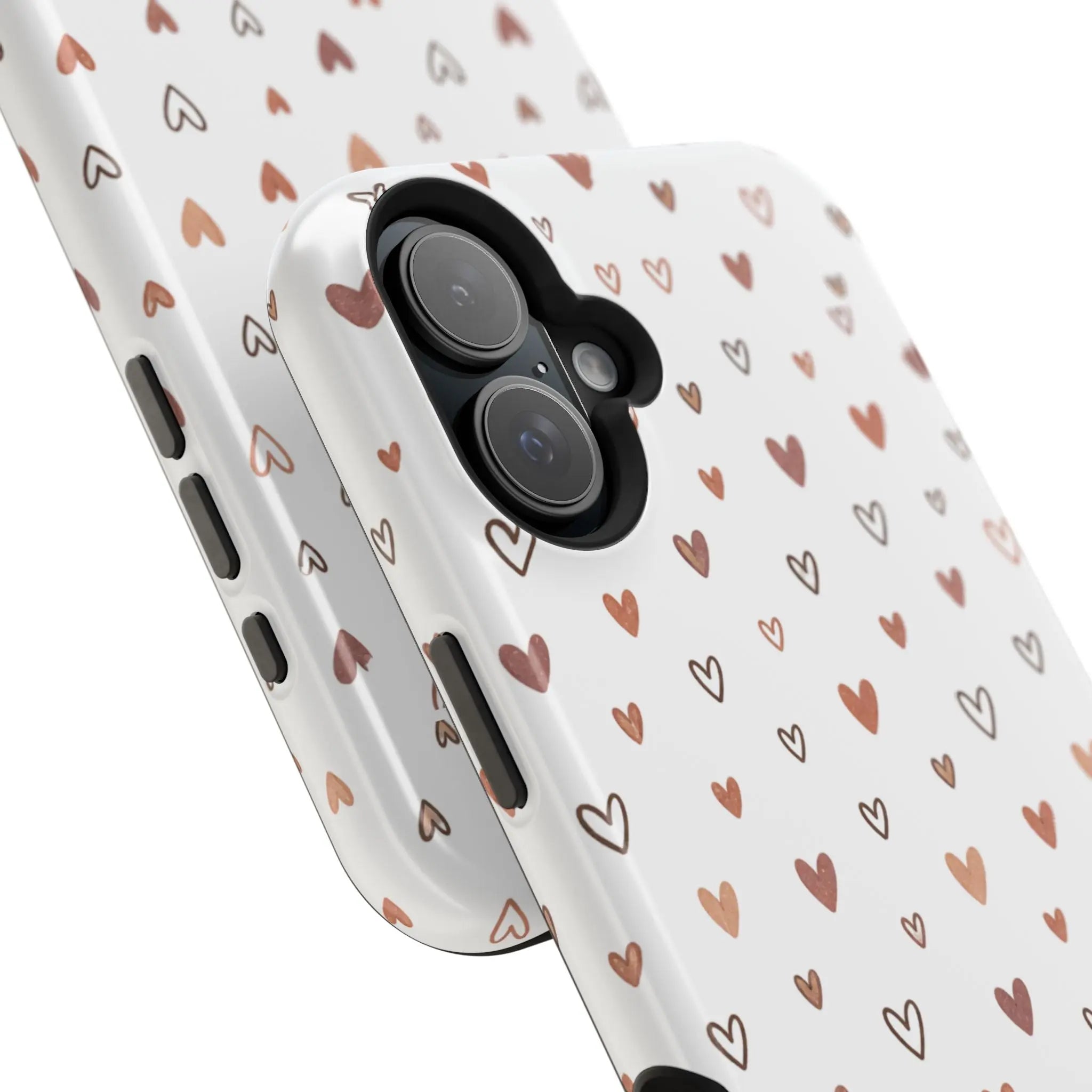 Heart Doodle Shockproof Phone Case — Cute Neutral Tiny Hearts Design Printify